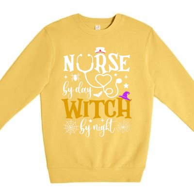 Nurse By Day Witch By Nighmeaningful Gift Funny Witch Halloween Meaningful Gift Premium Crewneck Sweatshirt