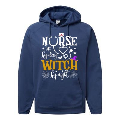 Nurse By Day Witch By Nighmeaningful Gift Funny Witch Halloween Meaningful Gift Performance Fleece Hoodie