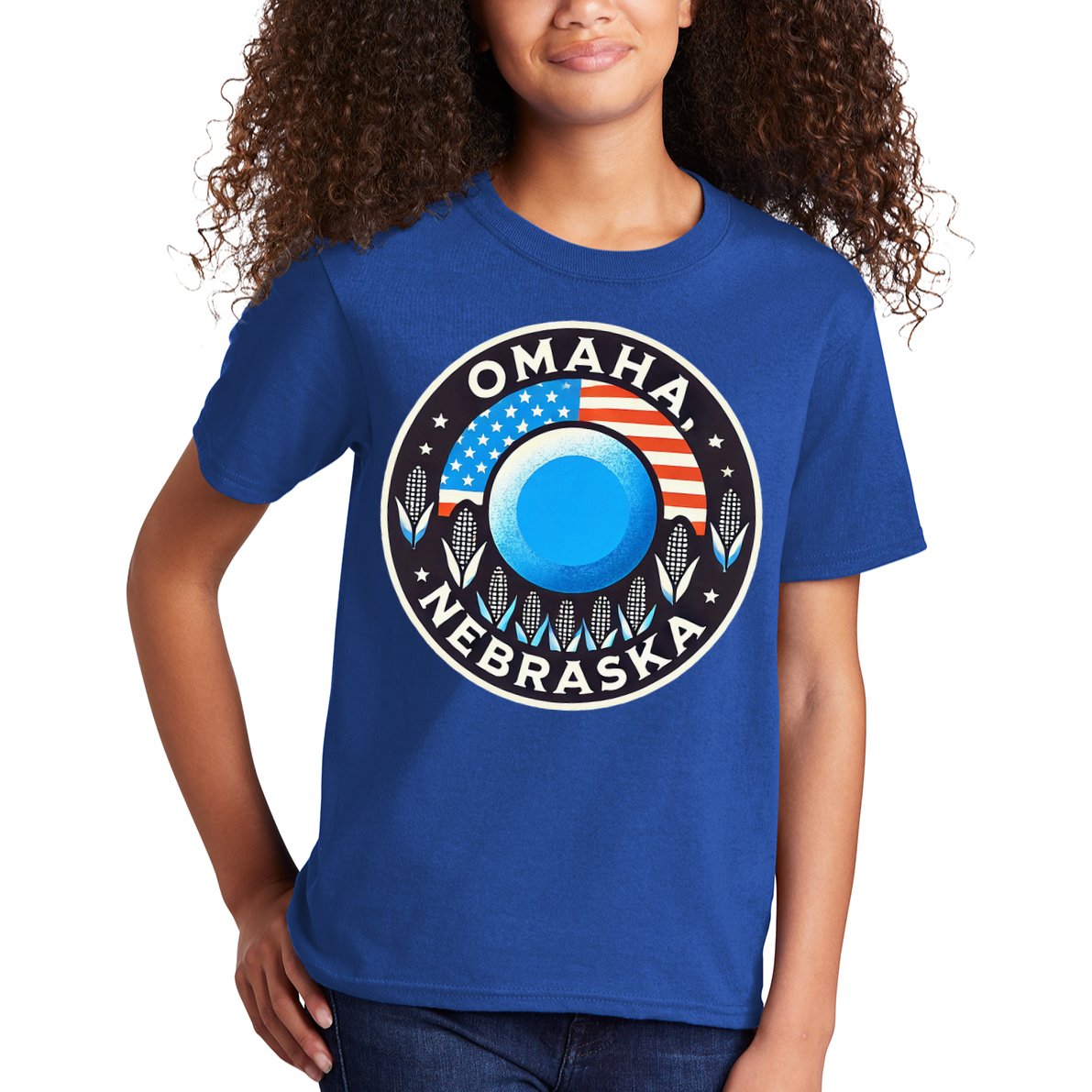 Nebraska Blue Dot Democratic 2nd District Omaha Kamala 2024 Kids T-Shirt