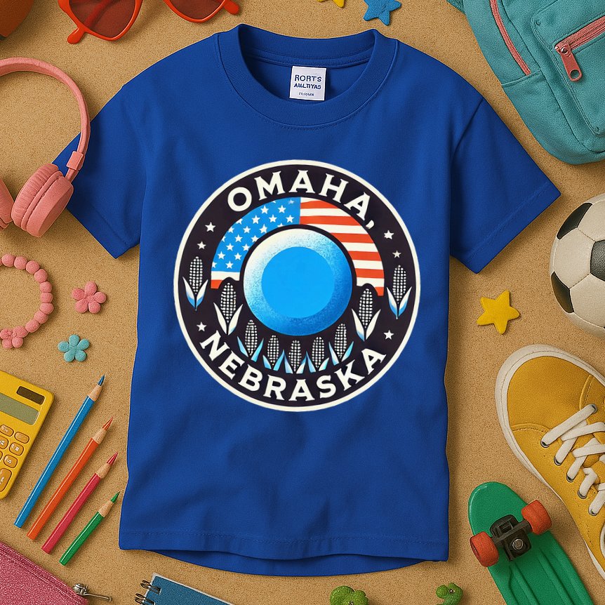 Nebraska Blue Dot Democratic 2nd District Omaha Kamala 2024 Kids T-Shirt