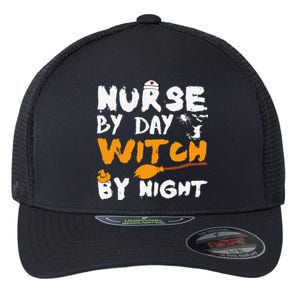 Nurse By Day Witch By Night Funny Halloween Nurses Flexfit Unipanel Trucker Cap