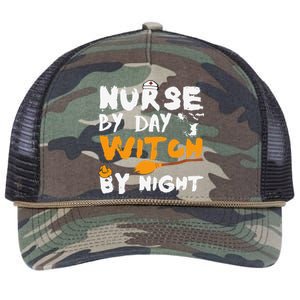 Nurse By Day Witch By Night Funny Halloween Nurses Retro Rope Trucker Hat Cap