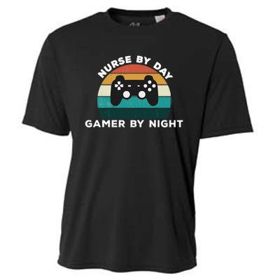 Nurse By Day Gamer By Night Video Games Lover Gamer Cooling Performance Crew T-Shirt