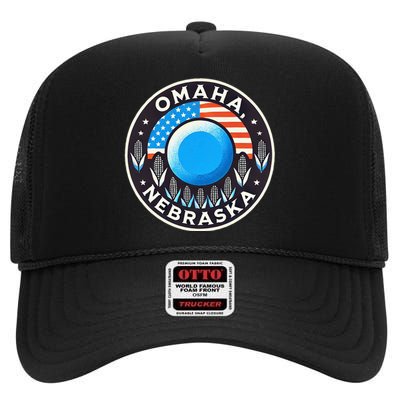 Nebraska Blue Dot Democratic 2nd District Omaha Kamala 2024 High Crown Mesh Back Trucker Hat