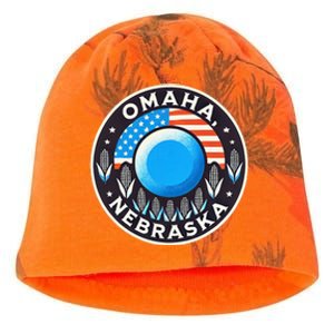 Nebraska Blue Dot Democratic 2nd District Omaha Kamala 2024 Kati - Camo Knit Beanie