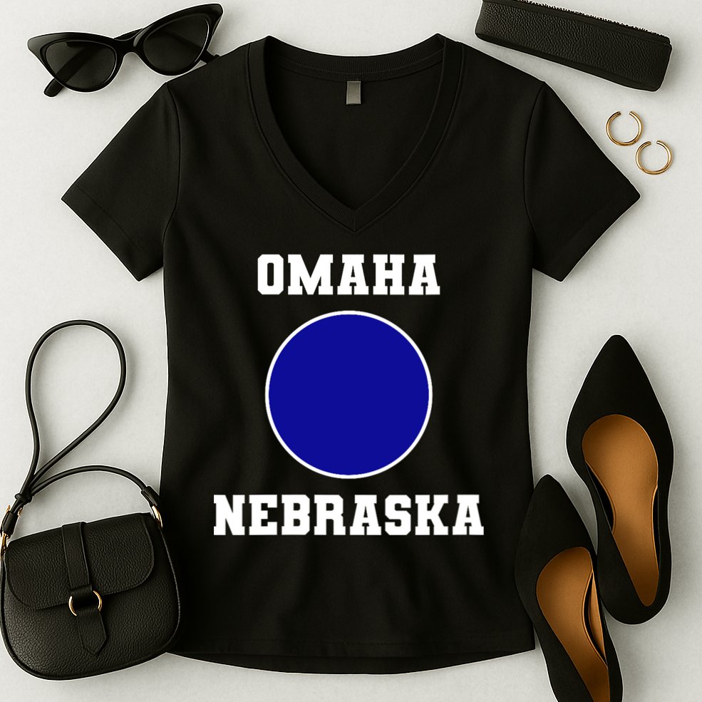 Nebraska Blue Dot Democratic 2nd District Omaha Women's V-Neck T-Shirt