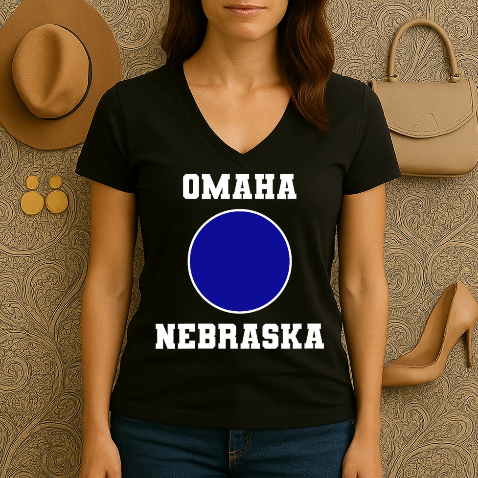 Nebraska Blue Dot Democratic 2nd District Omaha Women's V-Neck T-Shirt