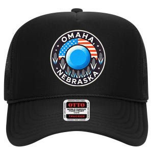 Nebraska Blue Dot Democratic 2nd District Omaha Kamala 2024 High Crown Mesh Back Trucker Hat