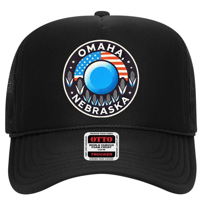 Nebraska Blue Dot Democratic 2nd District Omaha Kamala 2024 High Crown Mesh Back Trucker Hat