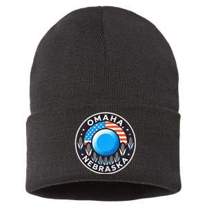 Nebraska Blue Dot Democratic 2nd District Omaha Kamala 2024 Sustainable Knit Beanie