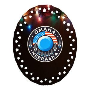 Nebraska Blue Dot Democratic 2nd District Omaha Kamala 2024 Ceramic Oval Ornament