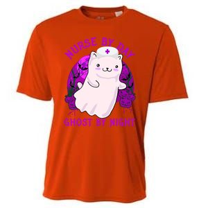 Nurse By Day Ghost By Night Kitty Cat Ghost Nurse Halloween Gift Cooling Performance Crew T-Shirt