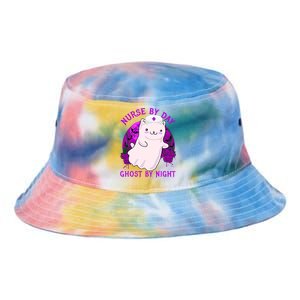 Nurse By Day Ghost By Night Kitty Cat Ghost Nurse Halloween Gift Tie Dye Newport Bucket Hat