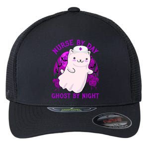 Nurse By Day Ghost By Night Kitty Cat Ghost Nurse Halloween Gift Flexfit Unipanel Trucker Cap