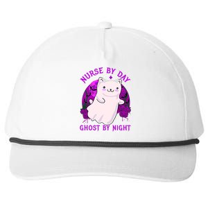 Nurse By Day Ghost By Night Kitty Cat Ghost Nurse Halloween Gift Snapback Five-Panel Rope Hat