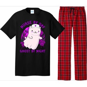 Nurse By Day Ghost By Night Kitty Cat Ghost Nurse Halloween Gift Pajama Set