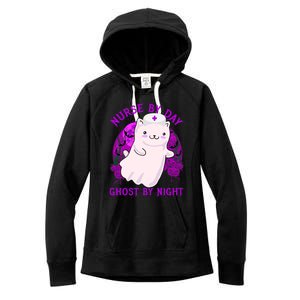 Nurse By Day Ghost By Night Kitty Cat Ghost Nurse Halloween Gift Women's Fleece Hoodie