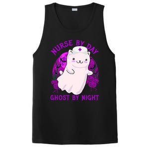 Nurse By Day Ghost By Night Kitty Cat Ghost Nurse Halloween Gift PosiCharge Competitor Tank