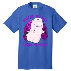 Nurse By Day Ghost By Night Kitty Cat Ghost Nurse Halloween Gift Tall T-Shirt