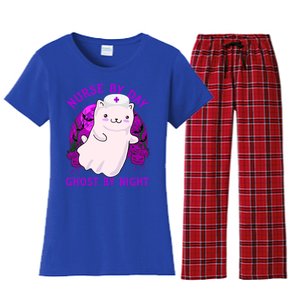 Nurse By Day Ghost By Night Kitty Cat Ghost Nurse Halloween Gift Women's Flannel Pajama Set