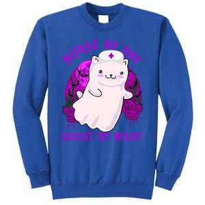 Nurse By Day Ghost By Night Kitty Cat Ghost Nurse Halloween Gift Tall Sweatshirt