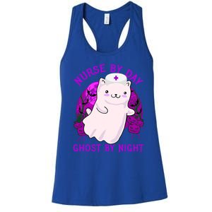 Nurse By Day Ghost By Night Kitty Cat Ghost Nurse Halloween Gift Women's Racerback Tank