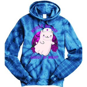 Nurse By Day Ghost By Night Kitty Cat Ghost Nurse Halloween Gift Tie Dye Hoodie