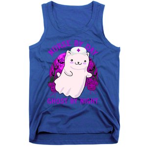 Nurse By Day Ghost By Night Kitty Cat Ghost Nurse Halloween Gift Tank Top