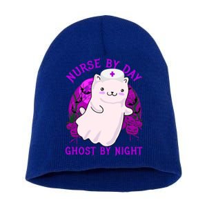 Nurse By Day Ghost By Night Kitty Cat Ghost Nurse Halloween Gift Short Acrylic Beanie