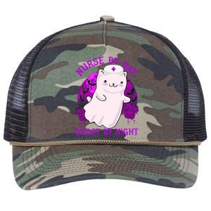 Nurse By Day Ghost By Night Kitty Cat Ghost Nurse Halloween Gift Retro Rope Trucker Hat Cap