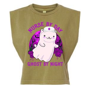 Nurse By Day Ghost By Night Kitty Cat Ghost Nurse Halloween Gift Garment-Dyed Women's Muscle Tee