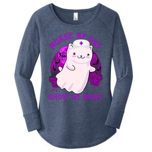 Nurse By Day Ghost By Night Kitty Cat Ghost Nurse Halloween Gift Women's Perfect Tri Tunic Long Sleeve Shirt