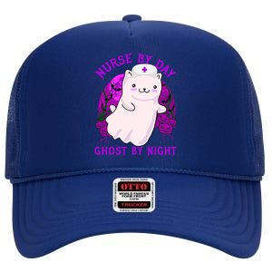 Nurse By Day Ghost By Night Kitty Cat Ghost Nurse Halloween Gift High Crown Mesh Back Trucker Hat