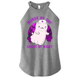 Nurse By Day Ghost By Night Kitty Cat Ghost Nurse Halloween Gift Women's Perfect Tri Rocker Tank