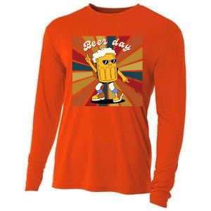 National Beer Day Happy Retro Beer Day Dance Gift Cooling Performance Long Sleeve Crew