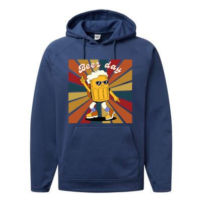 National Beer Day Happy Retro Beer Day Dance Gift Performance Fleece Hoodie