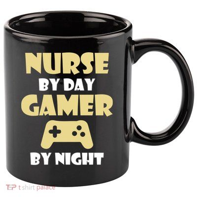 Nurse By Day Gamer By Night Funny Nursing Student Cool Gift 11oz C Handle Ceramic Mug