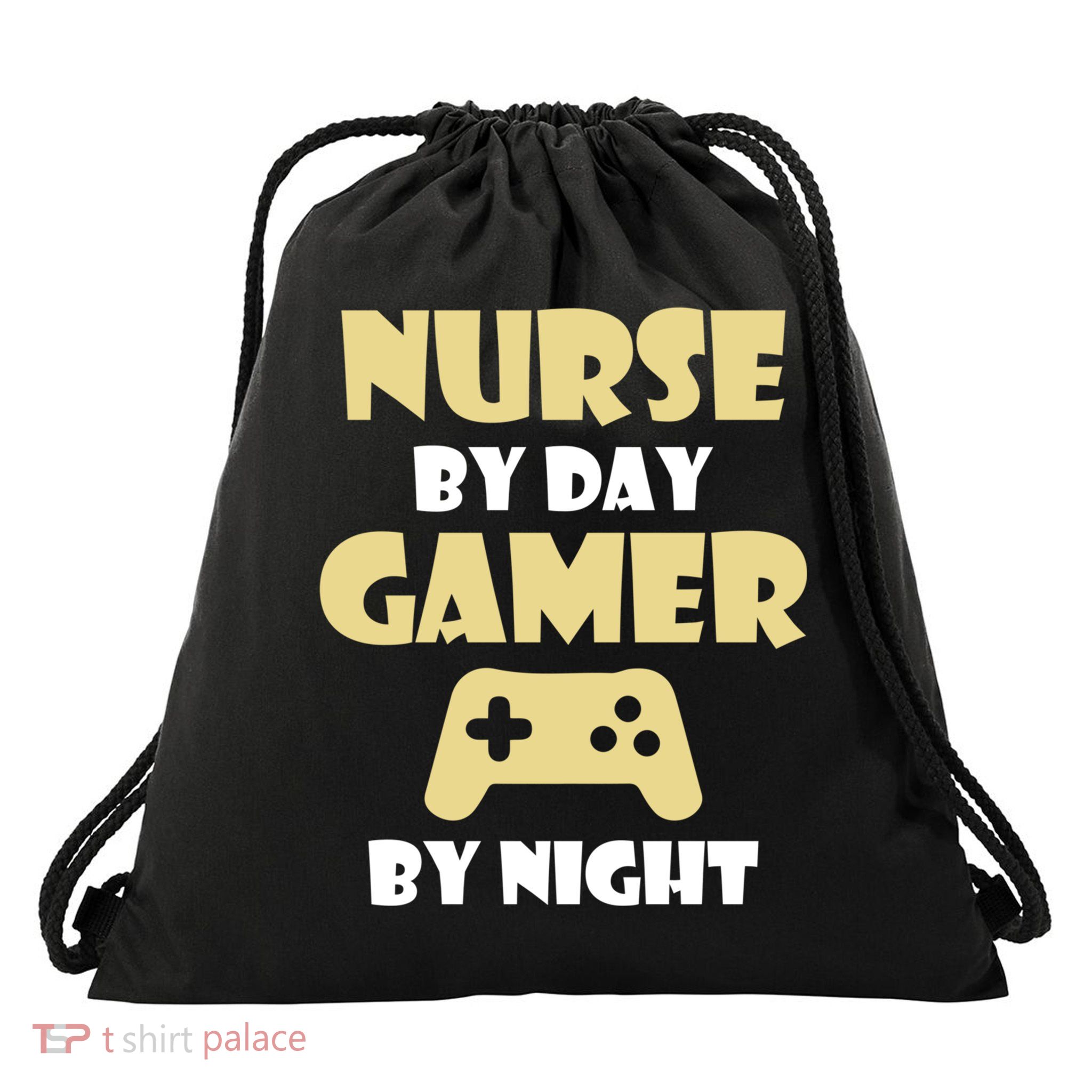 Nurse By Day Gamer By Night Funny Nursing Student Cool Gift Drawstring Bag