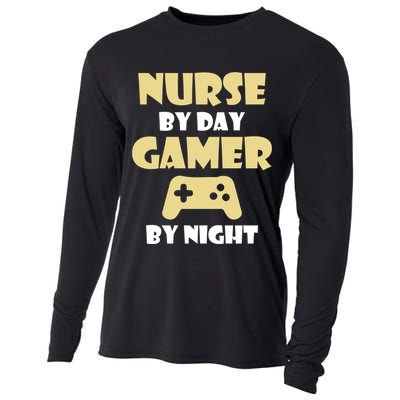 Nurse By Day Gamer By Night Funny Nursing Student Cool Gift Cooling Performance Long Sleeve Crew