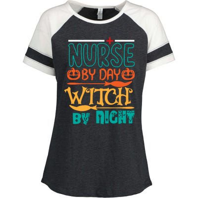 Nurse By Day Witch By Night Enza Ladies Jersey Colorblock Tee