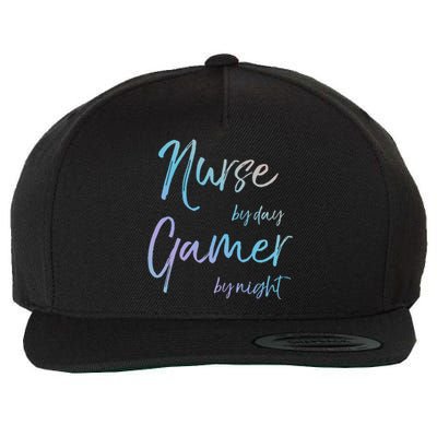 Nurse By Day Gamer By Night Funny National Nurses Week Gift Wool Snapback Cap