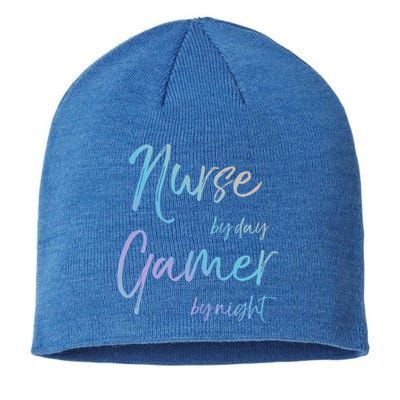 Nurse By Day Gamer By Night Funny National Nurses Week Gift Sustainable Beanie