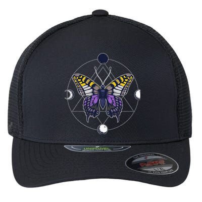 N.O.N.B..I.N.A.R.Y Butterfly Enby Pride Flag Lgbt Subtle Flexfit Unipanel Trucker Cap