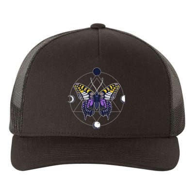 N.O.N.B..I.N.A.R.Y Butterfly Enby Pride Flag Lgbt Subtle Yupoong Adult 5-Panel Trucker Hat