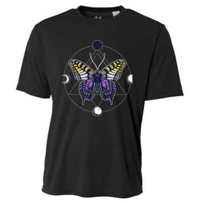 N.O.N.B..I.N.A.R.Y Butterfly Enby Pride Flag Lgbt Subtle Cooling Performance Crew T-Shirt