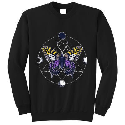 N.O.N.B..I.N.A.R.Y Butterfly Enby Pride Flag Lgbt Subtle Sweatshirt