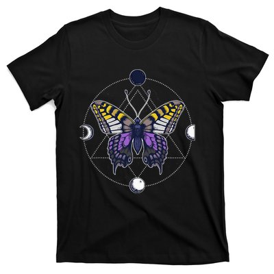 N.O.N.B..I.N.A.R.Y Butterfly Enby Pride Flag Lgbt Subtle T-Shirt