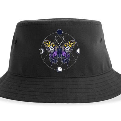 N.O.N.B..I.N.A.R.Y Butterfly Enby Pride Flag Lgbt Subtle Sustainable Bucket Hat