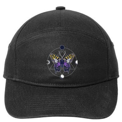 N.O.N.B..I.N.A.R.Y Butterfly Enby Pride Flag Lgbt Subtle 7-Panel Snapback Hat