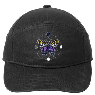 N.O.N.B..I.N.A.R.Y Butterfly Enby Pride Flag Lgbt Subtle 7-Panel Snapback Hat